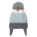 Miúdos Bonitos Do Inverno Quente De Malha Gorro Earflap POM POM Crochet Caps Cabeça Ear Warmer Hat para 1-5 Anos (HW601)